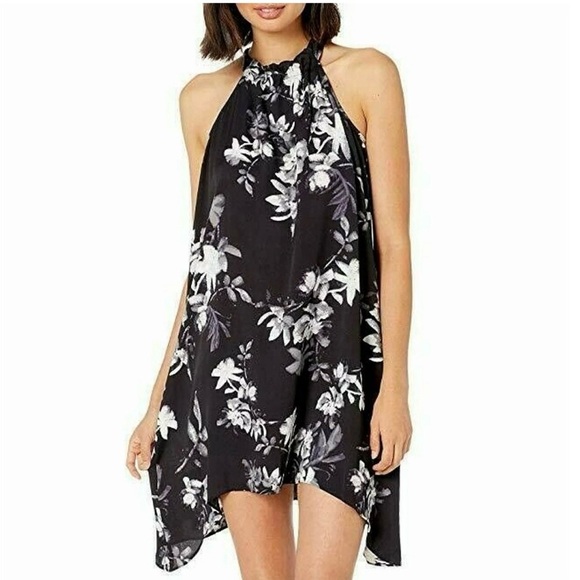 BCBGMaxAzria Black and White Halter Asymmetrical Dress - Small - Picture 2 of 8